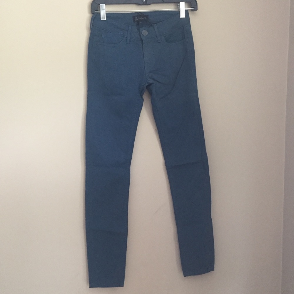New Babakul slate blue five pocket skinny pants 24